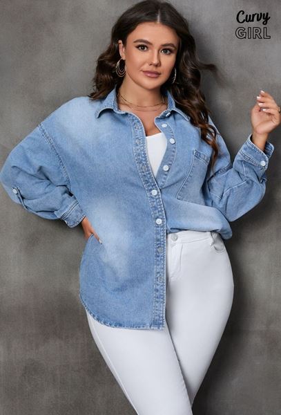 Picture of CURVY GIRL  DENIM  SHIRT